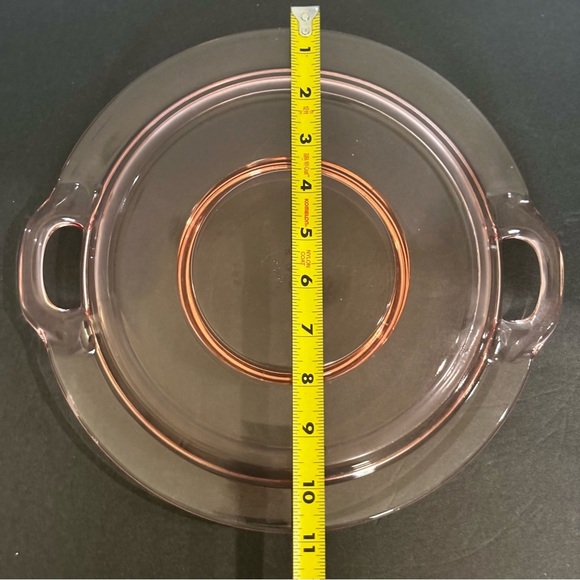 Vtg Pink depression glass Double Handled Cheese And Cracker Plate - Picture 6 of 8